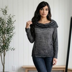 Dolan Anthropologie L Left Coast Collection‎ Black White Striped Cowl Neck Top